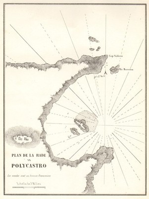 Palekastro Bay, Ostkreta. Plan de la Rade de Polycastro. GAUTTIER 1854 Karte