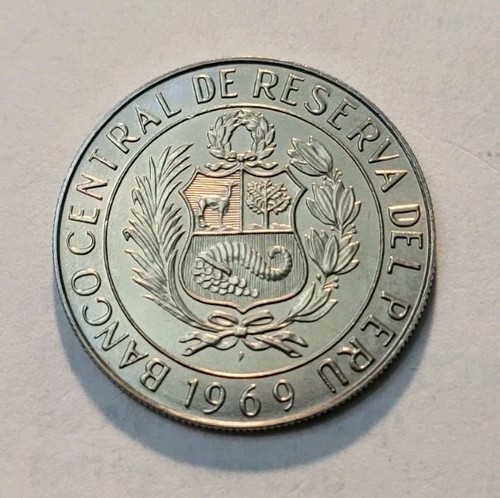 1969 (UNC) Peru 5 Soles De Oro World Coin - Picture 2 of 2