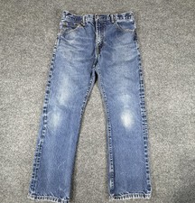 Levi's 517 Jeans Mens 33x30 Blue Bootcut Denim Cowboy Western Distressed Faded