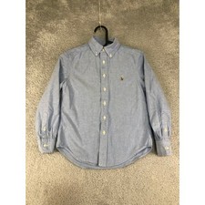 Polo Ralph Lauren Shirt Boys Size S 8 Blue Oxford Long Sleeve Pony Button Down