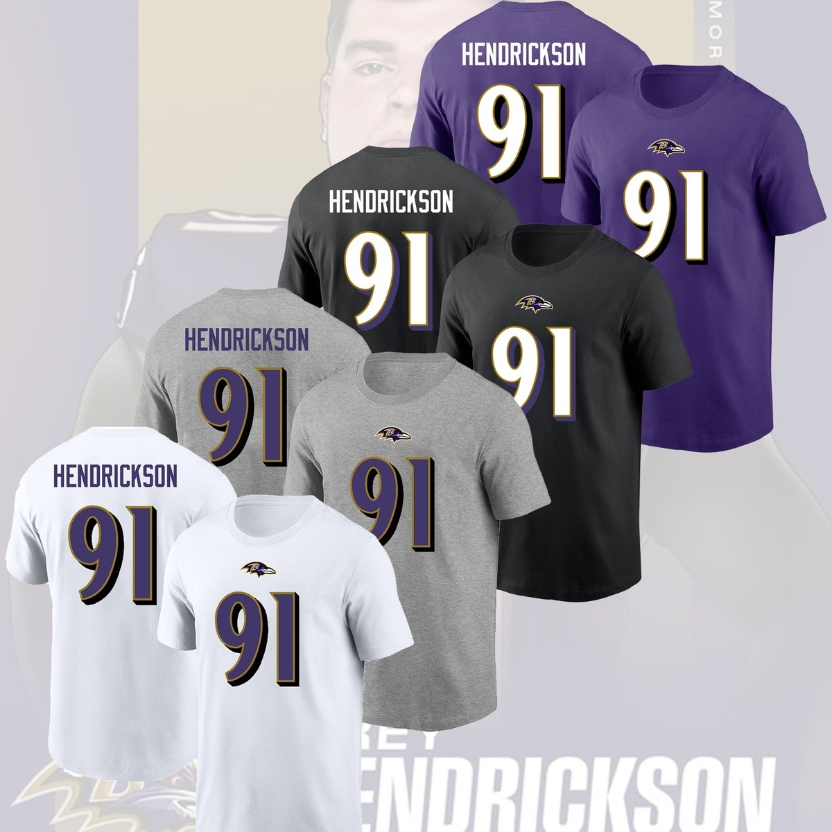 Trey Hendrickson #91 Baltimore Ravens 2026 Player Name & Number S