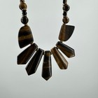 Vtg Bib Necklace Tigers Eye Statement Gold Silver Tone Beads Minimalist Boho — photo 5