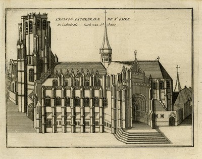 Antique Print-View of the cathedral of Saint Omer-Anonymous-1697