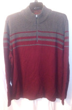 Eddie Bauer Men's 2XL Gray Wine 1/4 Zip 100 Cotton Sweater Knit Pullover EUC s2