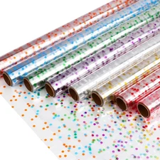 8 Rolls clear Cellophane Wrap Roll 34 in x 16.4 ft x 8 Colors Gift Baskets Wr...