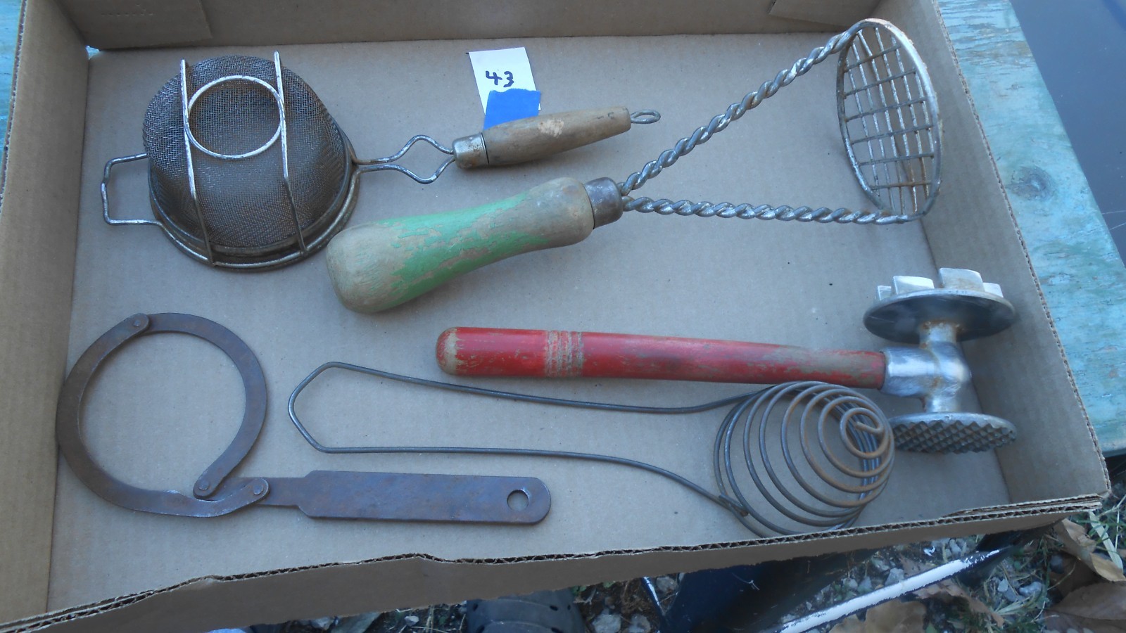 Vtg, Kitch. Utencils Lot of 5 Egg seperator lid opener Masher Tendizer Straier