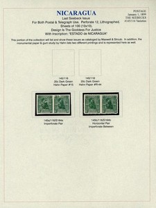 NICARAGUA BYERLEY Specialized Album Page Lot #9 IMPERF & IMPERF BETWEEN $$$