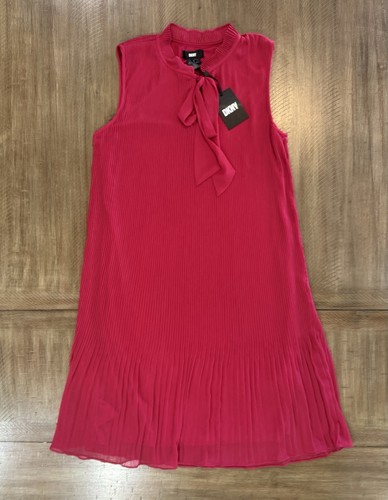 NWT DKNY Sleeveless Tie Neck Pleated Shift Dress Ruby Red Size 10 NEW $139 - Picture 11 of 11