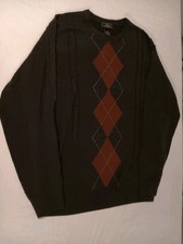 Dockers Men  s Green Long Sleeve Sweater Soft Stretch Size L Argyle Diamond