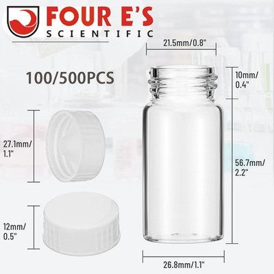 100/500Pcs 20mL Scintillation Vial Small Bottle Glass Counting Vials Cone Liner