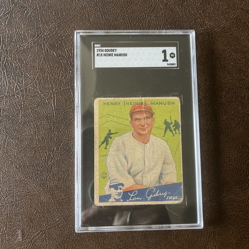 1934 GOUDEY #18 HENRY "HEINIE" MANUSH WASHINGTON SENATORS HOF SGC 1 MJR
