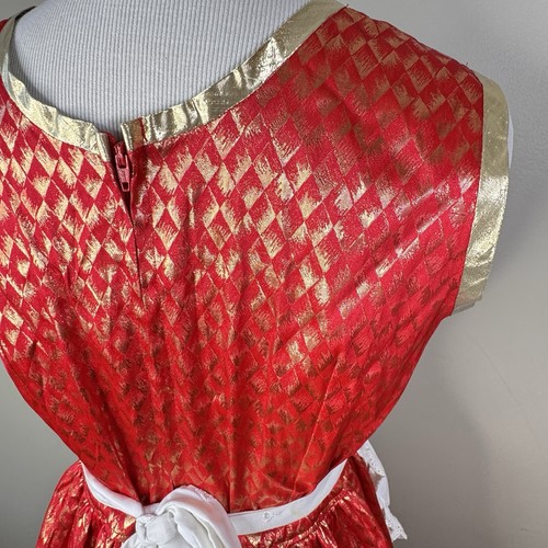 Halloween French Maid Dress Costume Size Small S/M Women's Red Gold White Apron - Picture 4 of 5