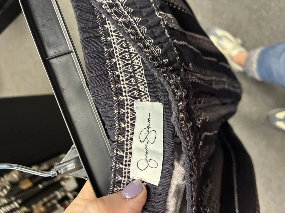 Pantalones de mujer Jessica Simpson negros blancos a rayas informales talla L nuevos con etiquetas Foto 4 de 4