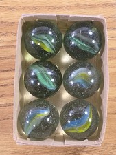 Vintage Marble Shooter Boulder Cats Eye Lot Of 6