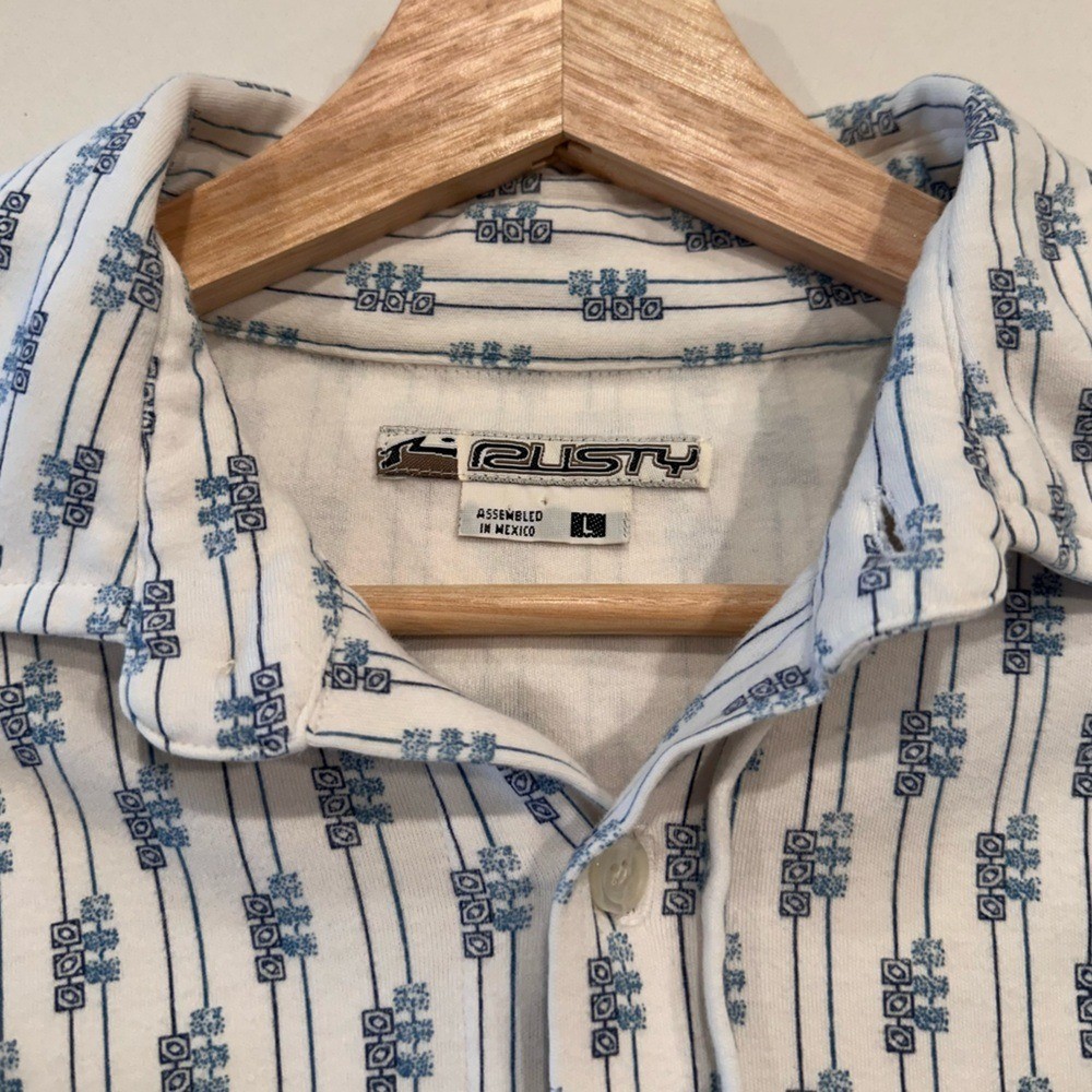 Rusty Surfboards Abstract Pattern Button Down Shi… - image 3