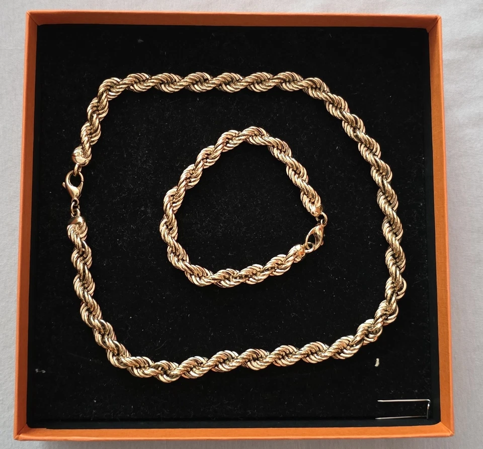 Pierre Lang  Set Kordelkette+Kordelarmband vergoldet