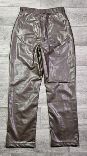 Abercrombie & Fitch Vegan Leather Pants Womens 90s Straight Ultra High Rise 28|6 - Picture 3 of 5