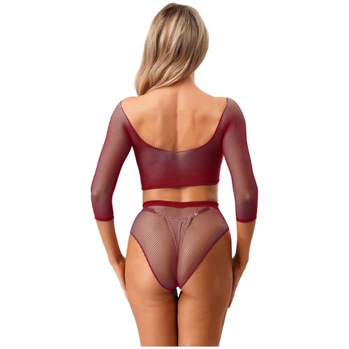Conjunto de 2 lencería de red elástica alta transparente para mujer - Imagen 102 de 183