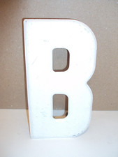 Vintage Metal 7.5" Tall Marquee Letter B Chipped White Paint