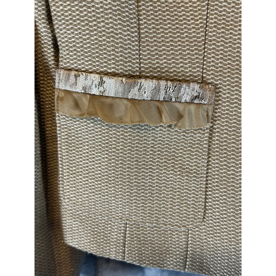 Chaqueta Blazer Alex Marie Petite Carrera Oficina Trabajo Tostado Borde Dorado 8P Foto 4 de 4