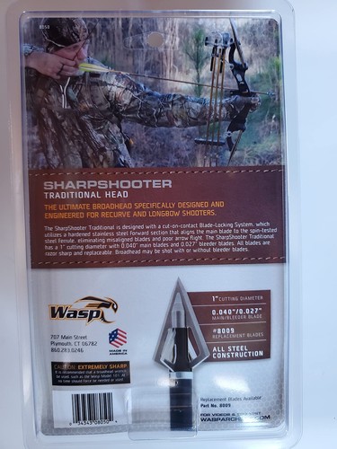 Wasp Archery SharpShooter Traditional 150 Grain Cut On Contact Broadhead - Picture 8 of 8