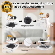 5-In-1 Baby Walker Baby Walkers for Boys Girls 6-18 Months Foldable Walker