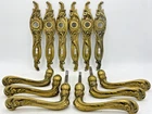 3 antique french door handles knobs sets early 1900's bronze castle