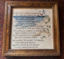 Beach Poem Framed Counted Cross Stitch Picture NWOT
