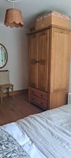 Solid Oak Wardrobe 2-Door with Drawer Base