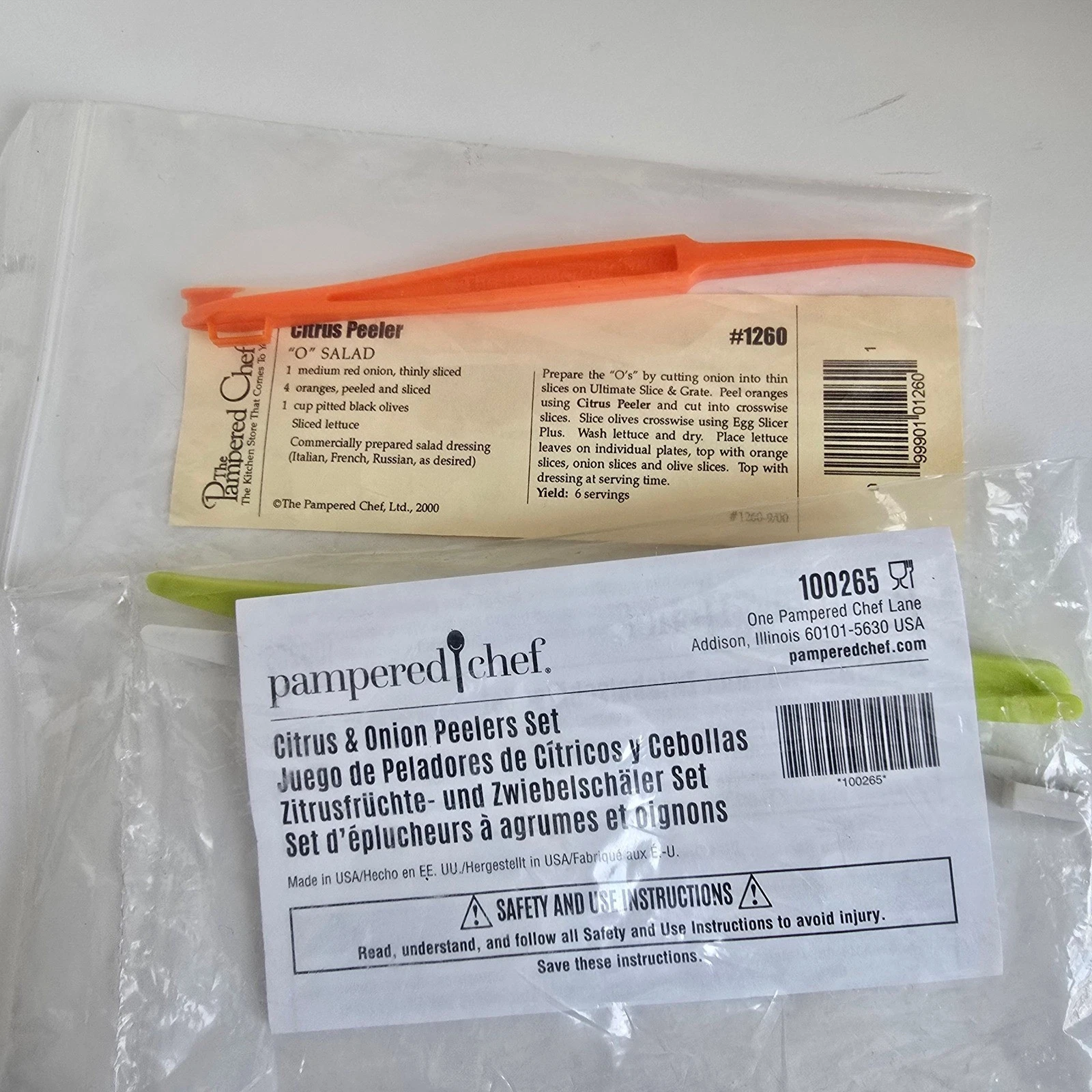 Pampered Chef Citrus & Onion Peelers Set 3pc Orange Green White 1260 100265 NEW
Opens in a new windo
