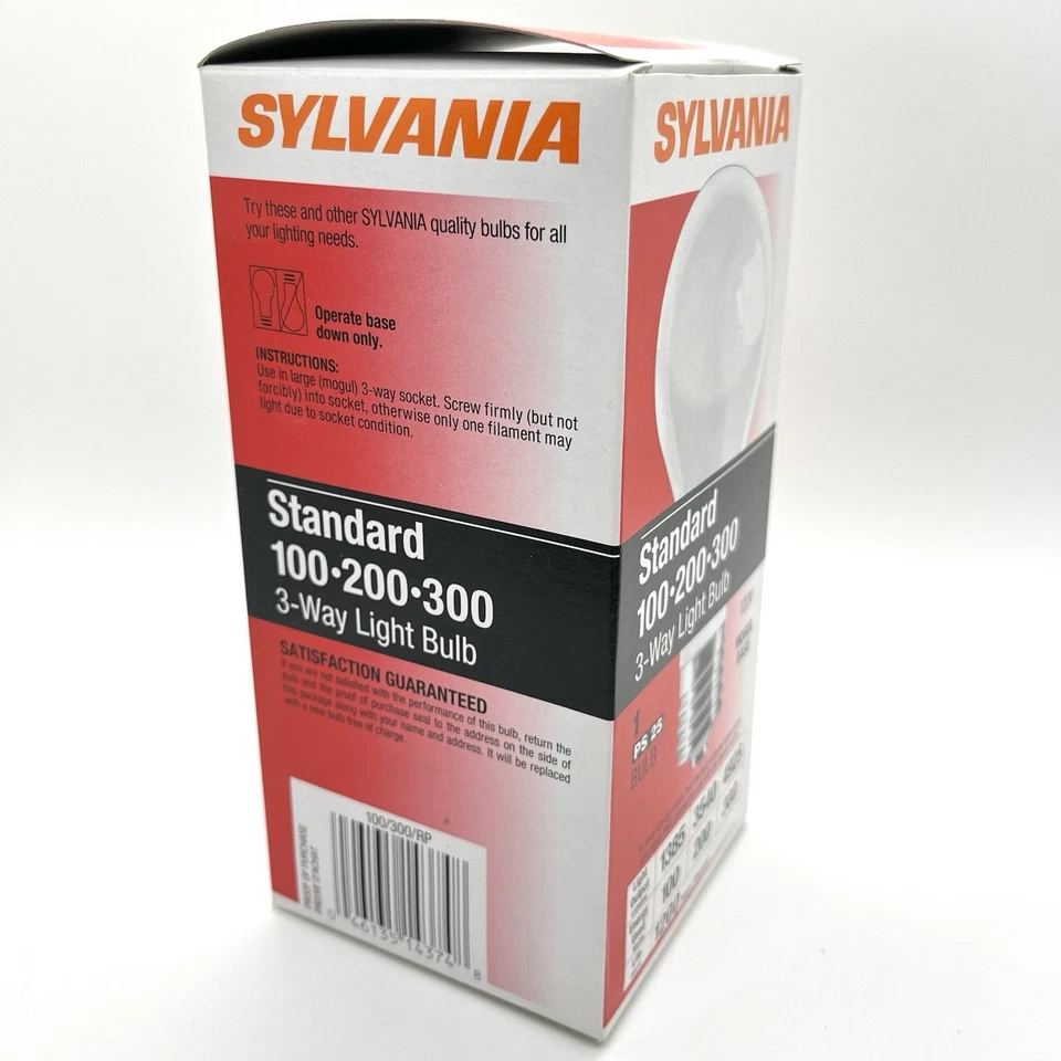 Single Sylvania PS25 3Way 100/200/300 Watt Light Bulb Mogul Base Replacement - Image 2 of 4