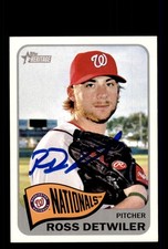 Signed Baseball Card Auto Ross Detwiler 2014 Topps Heritage #242 Nationals