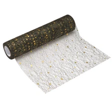 Black Table Runner Roll, 11" x 45 Feet Sequin Foil Metallic Table Runner