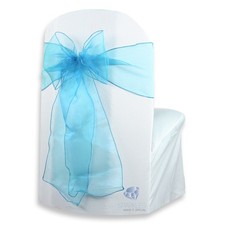 20 pcs Organza Chair Cover Bow Sash 108"x8" - Aqua Blue - Wedding Party en