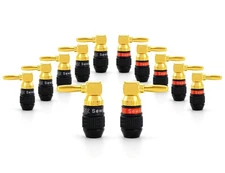 Deadbolt Right-Angle Banana Plugs, 6 Pairs Quick Connect Gold Plated Speaker ...