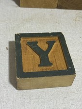 Vtg.Distressed Wooden Large 3.5  Alphabet Letter Block-Personalized  Y  Blue