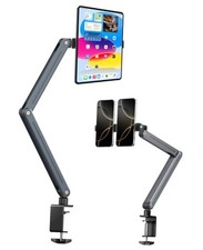 Foldable Tablet Stand for Desk and Bed, Aluminum Alloy Arm Mount 360 