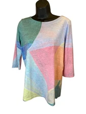 FDJ French Dressing Multicolor Geometric Print 3/4 Sleeve Top Women’s Small