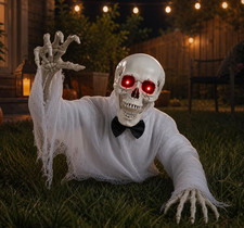 Halloween Outdoor Skeleton Groundbreaker Prop with Light  Sound