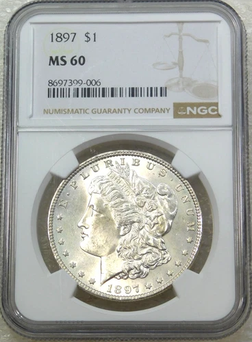1897 P Morgan Silver Dollar NGC MS60 Frosty PQ Just Graded New Holder #P303A