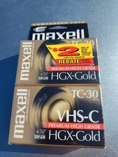 Pack Of 2 Maxell VHS-C TC-30 HGX-Gold Premium High Grade Video Tapes New Sealed