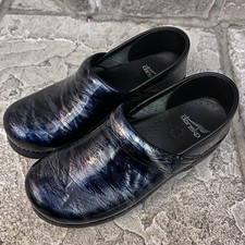 Near Mint Dansko Blue Marble Wave Leather Professional Clogs Shoes 38 EU 7.5-8