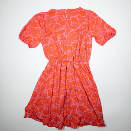Ann Taylor Damen Midikleid kleine Blumen Puffärmel rosa rot Gummibund - Bild 7 von 7