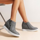 Womens Wedge Heel Ankle Boots Side Zip Platform Classic Style Wedge Sneakers