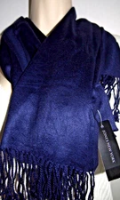 Jones Of New York Navy Night 72 x 21" Scarf/Shawl/Pashmina Wrap w/Fringe-Viscose