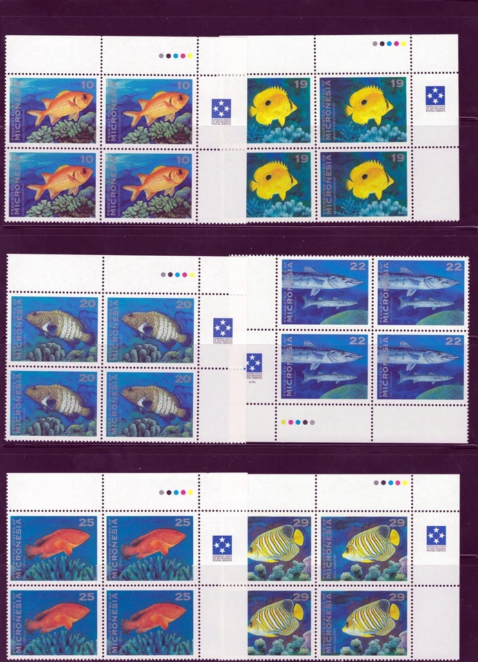 Micronesia 156-167 MNH Tropical Fish Corner Blocks ZAYIX 0825L1790 - Image 2 of 4