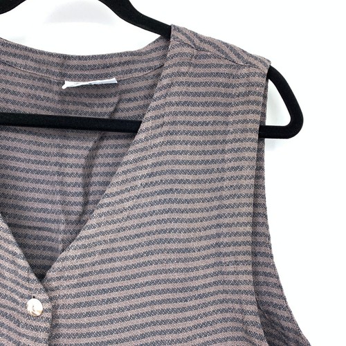 Vintage Cut Loose Set Top Size S Skirt Size M Brown Gray Stripe Lagenlook - Picture 8 of 11