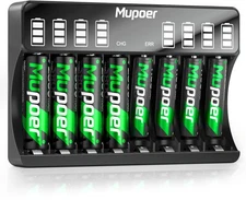 Rechargeable Batteries with Charger, 4 Pack AA Black Charger+4AA+4AAA, black 