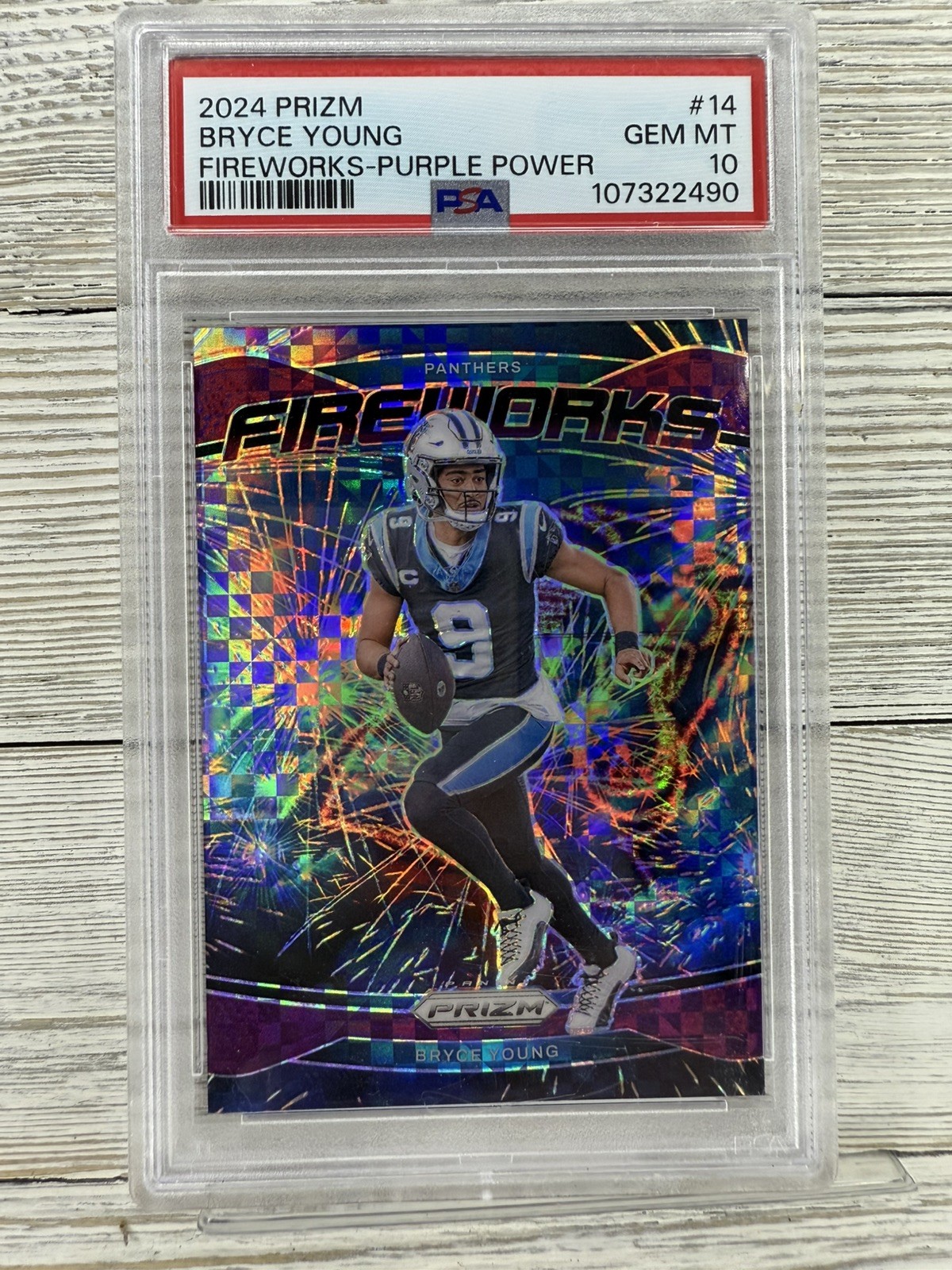 Bryce Young Panini Prizm Fireworks #F6 Purple Power