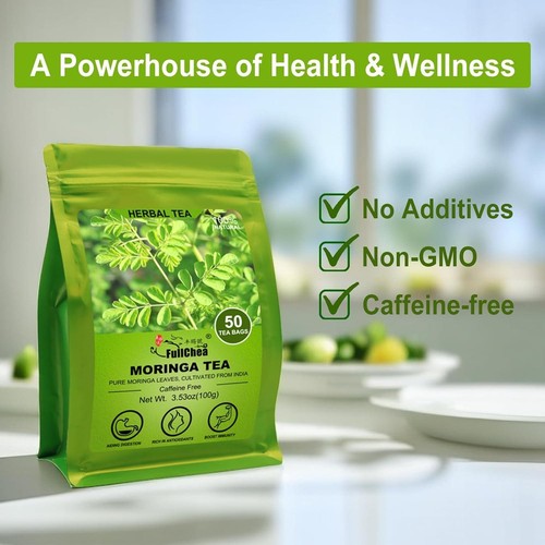 - Té de Moringa, 50 Bolsas de Té - Hojas de Moringa Puras y Naturales, Cultivadas F - Imagen 4 de 6